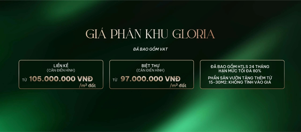 Giá phân khu Gloria tại Doji Hoa Động: Mặt bằng khởi điểm trong giai đoạn booking đầu tiên